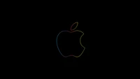 Colorful Apple logo on a black background.