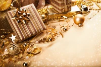 Elegant Gold-Themed Christmas Gifts and Decorations