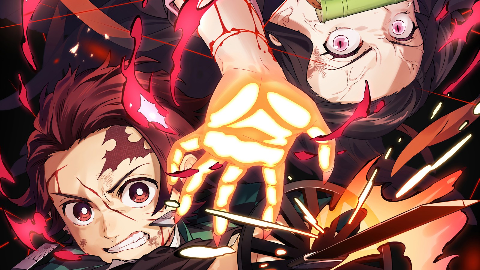 Téléchargez le fond d'écran tanjiro kamado, tanjirou, nezuko kamado, tueur de démons kimetsu no yaiba, demon slayer kimetsu no yaiba