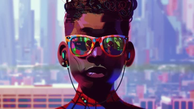 майлз моралес, miles morales, солнцезащитные очки, очки, человек паук через вселенные