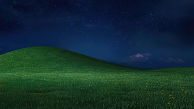 Starry Night Over Rolling Green Hills