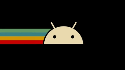 Минималистичный логотип Android с цветными полосами на черном фоне