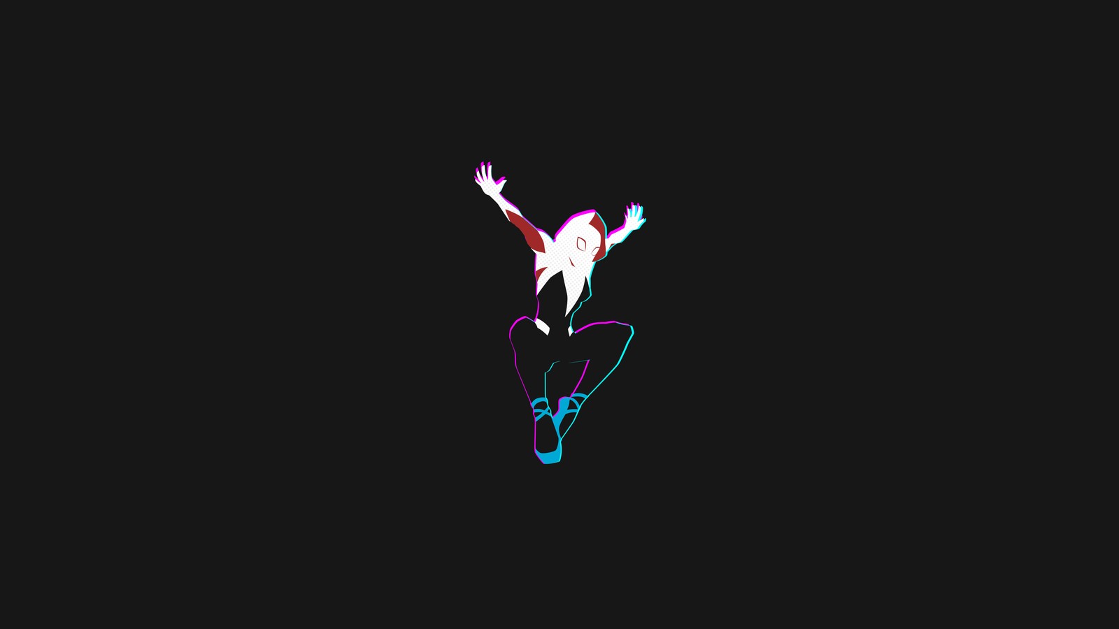 Un primer plano de una persona saltando en el aire con una patineta (spider gwen, oscuro, 8k, superhéroes de marvel, marvel superheroes)