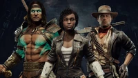 Muestra de personajes de Mortal Kombat 11: Kotal Kahn, Jacqui Briggs y Erron Black