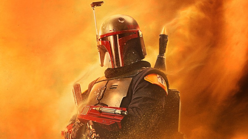 Крупный план человека в шлеме с ружьем (боба фетт, boba fett, книга о, дисней, disney)