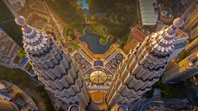 Vista aérea de las Torres Petronas en Kuala Lumpur, Malasia