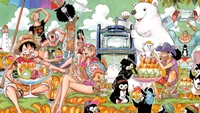 one piece, anime, straw hat pirates, monkey d luffy, nami wallpaper