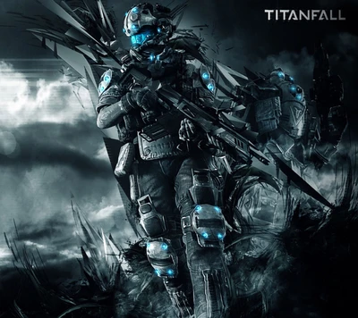 Futuristic Soldier in Titanfall: Intense Action and Warfare