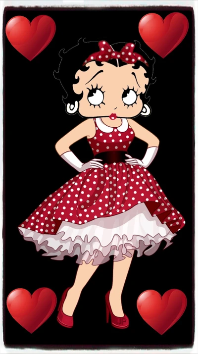 betty boop, rojo, negro