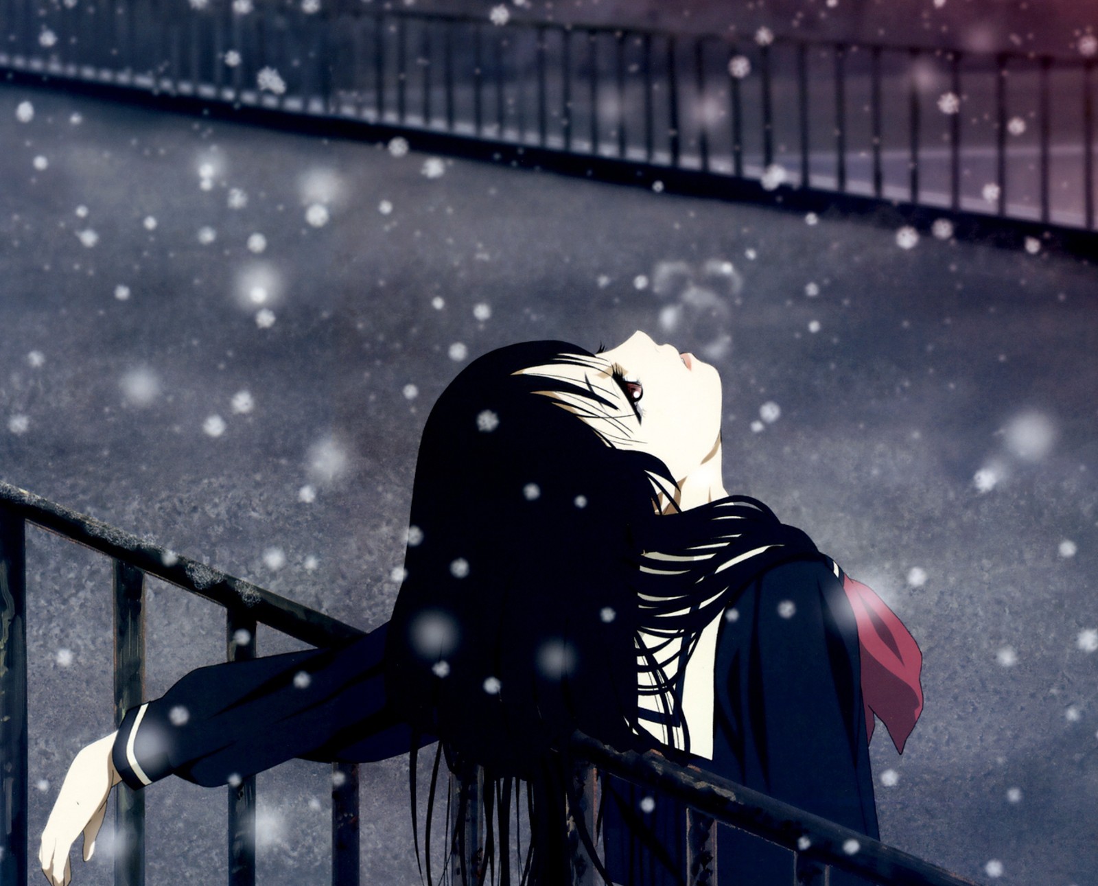 anime, cartoon, girl, hd, snowfall wallpaper