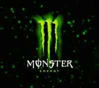 Логотип Monster Energy на темном звездном фоне