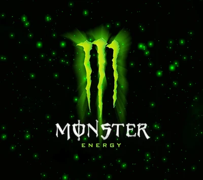 Monster Energy-Logo auf einem dunklen, sternenübersäten Hintergrund