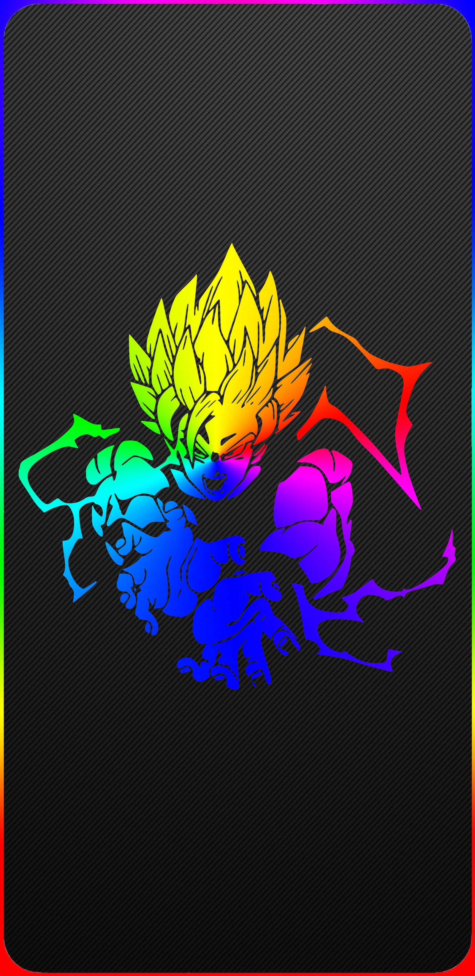 Um close de um dragão colorido em arco-íris sobre um fundo preto (dbz, edge line, goku, goku carbon, goku rgb)