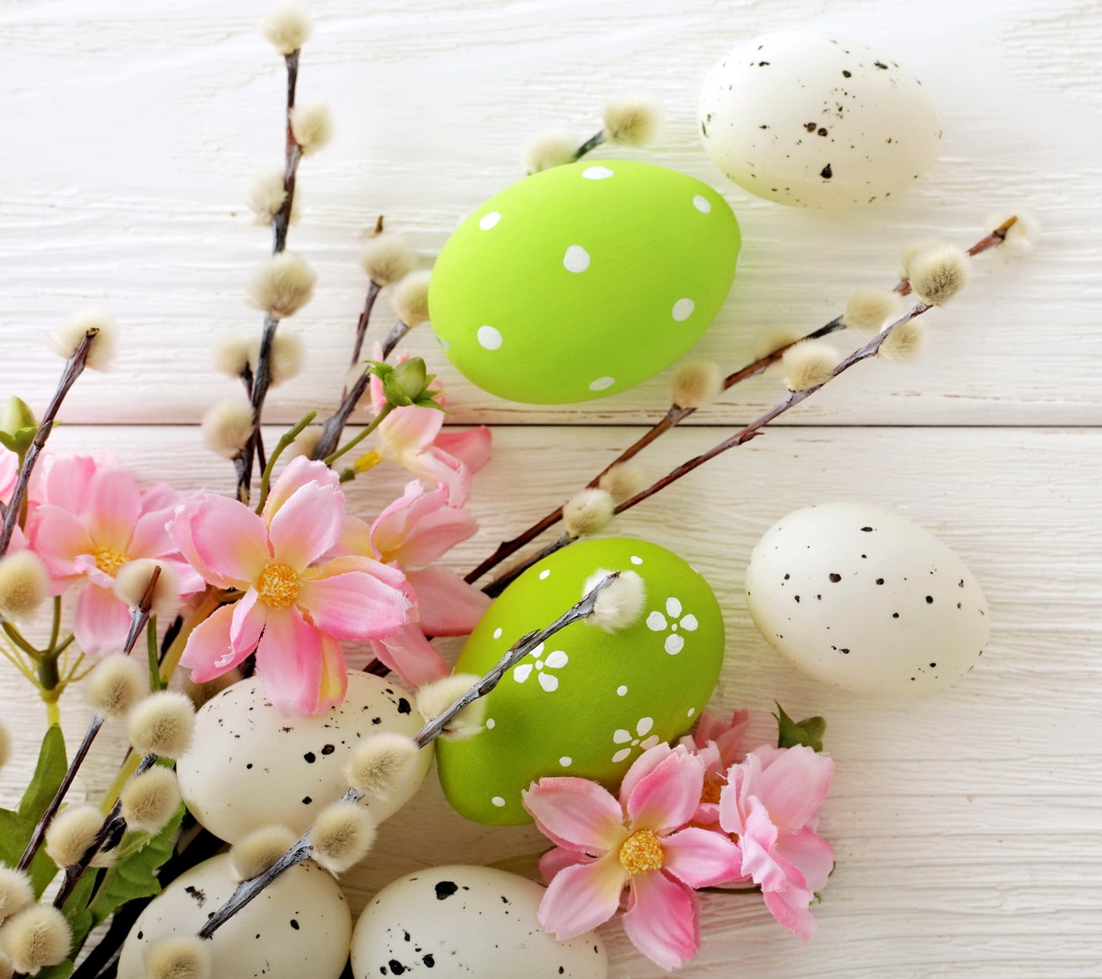 easter, eggs, flowers, spring, willow wallpaper