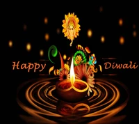 Lebhafte Diwali-Feier mit Ganesha und beleuchteten Diyas