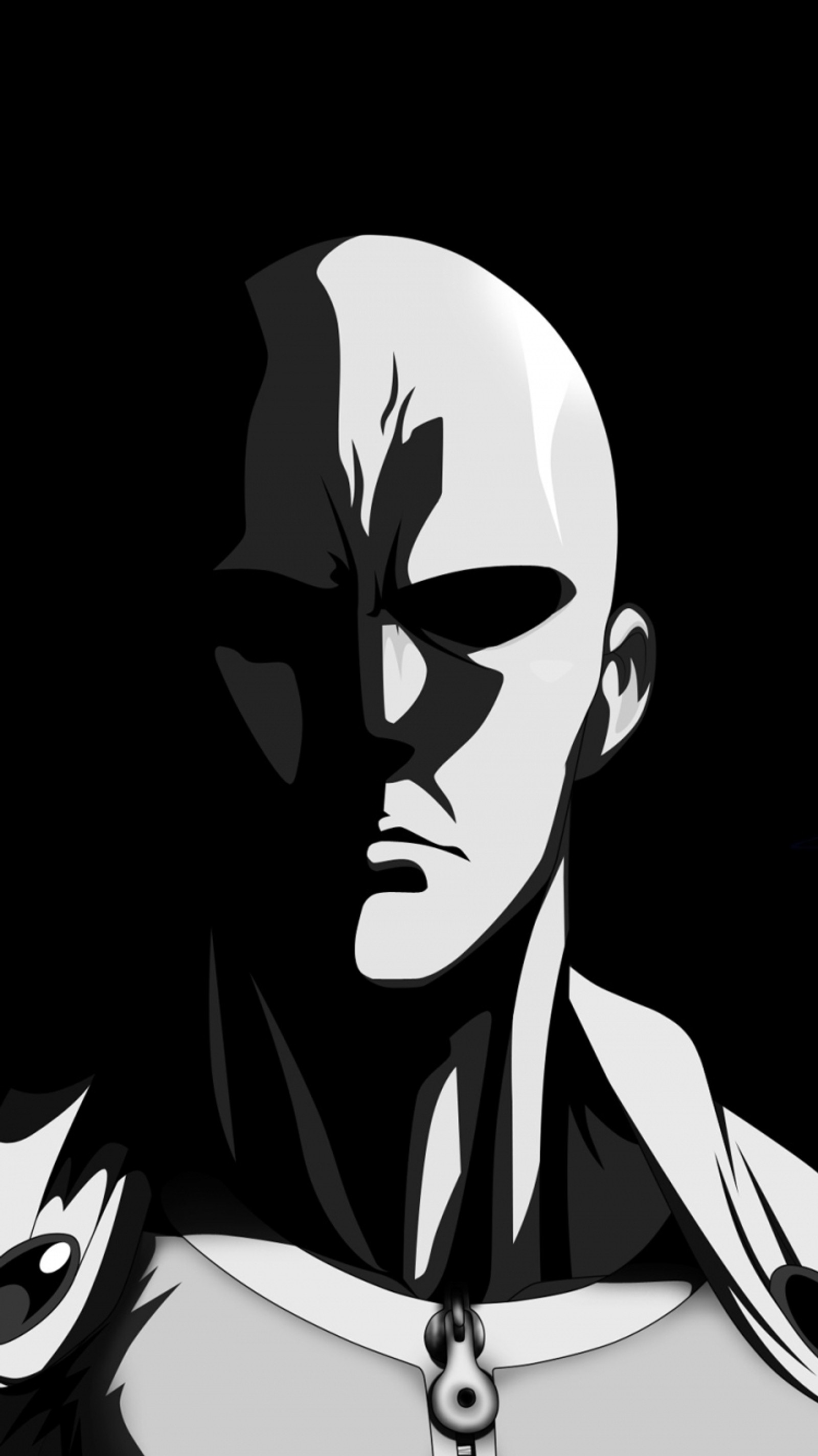 Batman le personnage animé avec un fond noir et blanc (un coup, saitama)