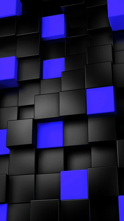 Motif abstrait de cubes bleus et noirs