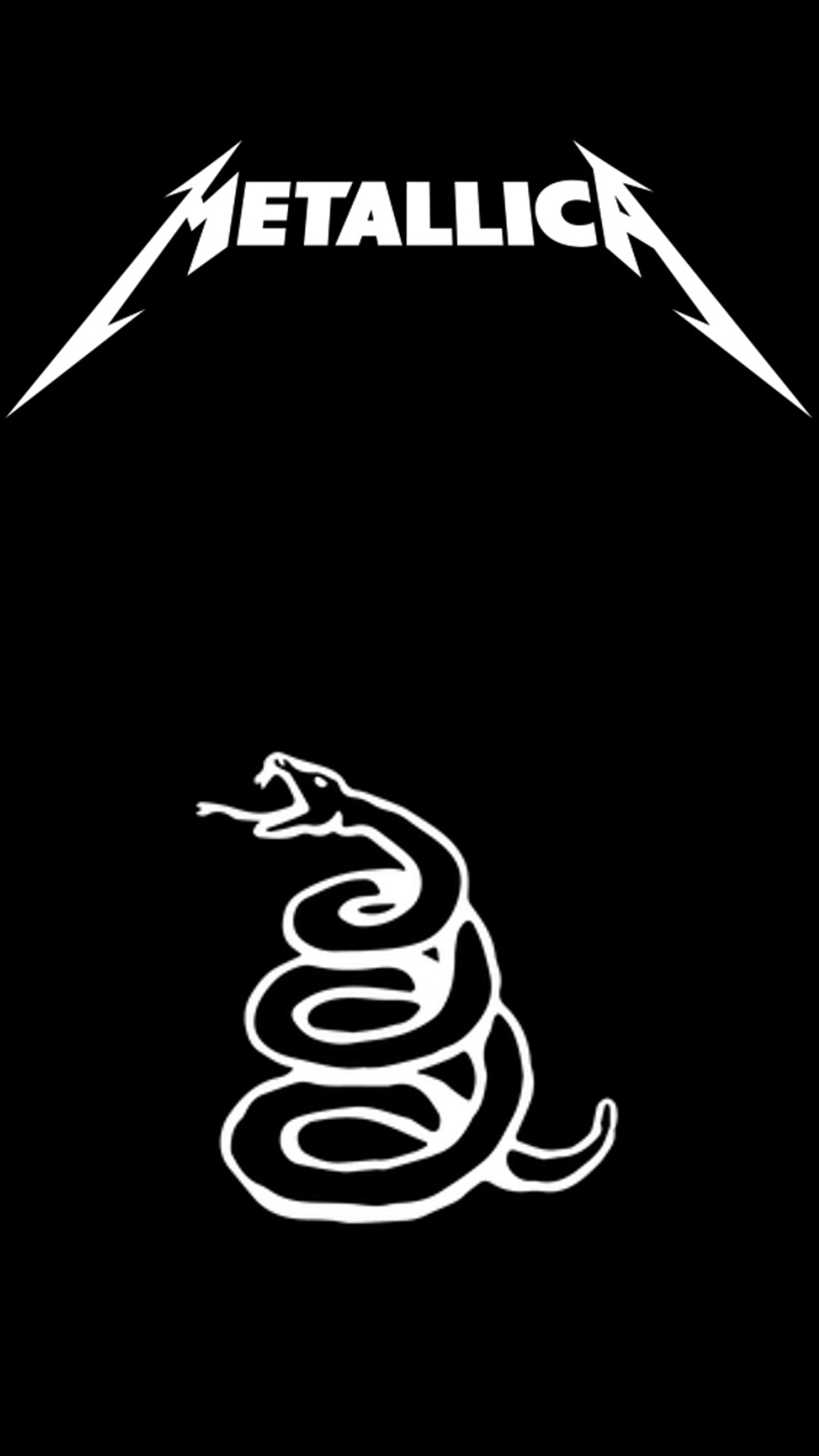 Metallichead snake logo on black background (dont tread on me, heavy metal, metal, metallica, rock)