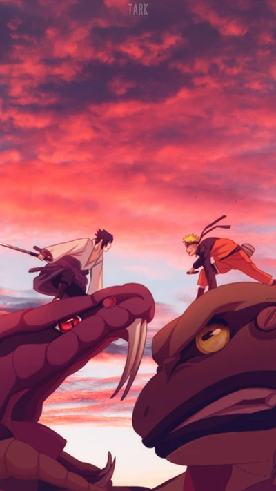 anime, fight, konoha, landscape, naruto