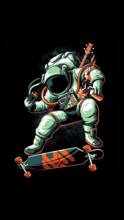 art, astronauta, skate, sky