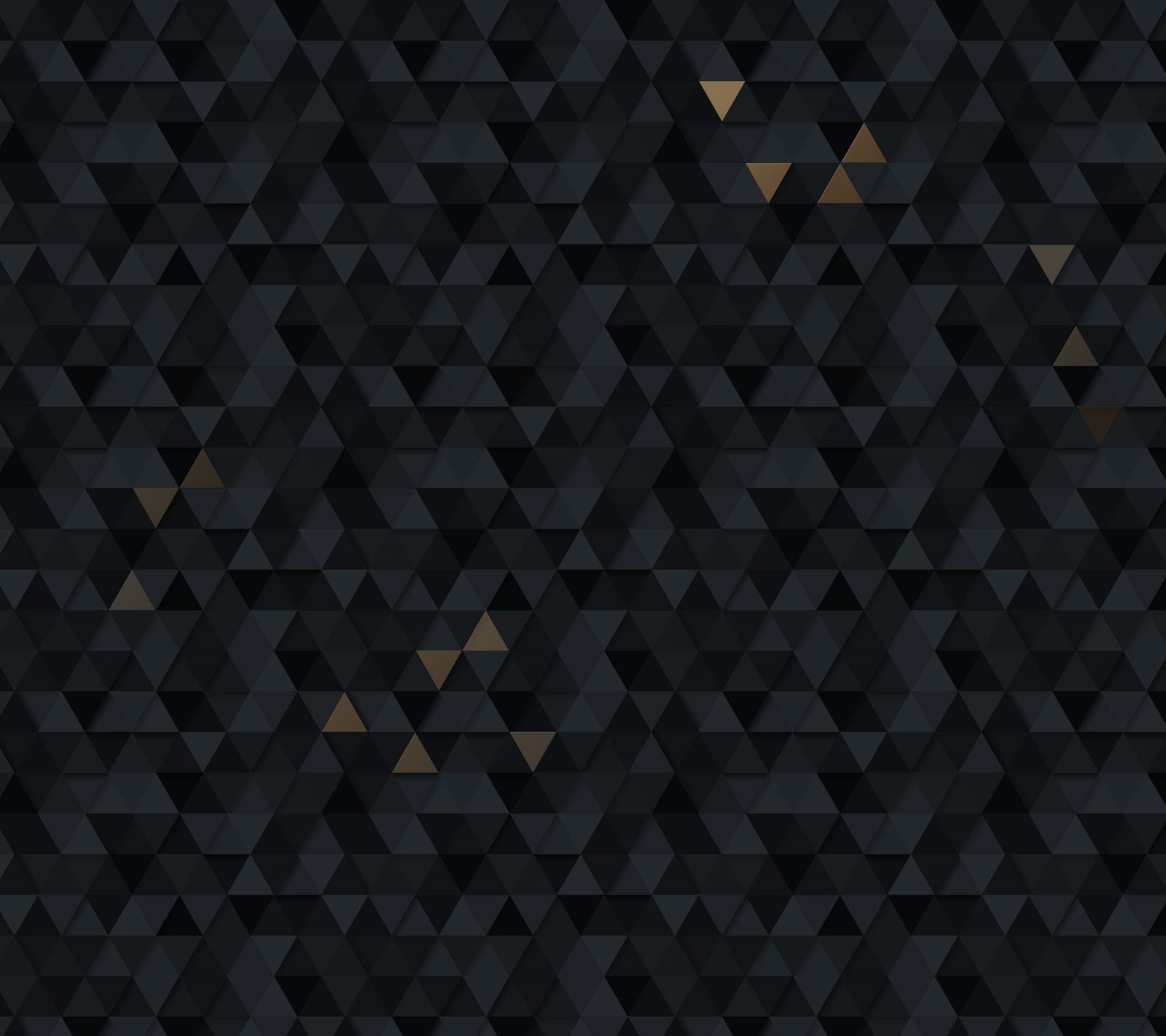 A close up of a black and gold geometric pattern (3d, abstract, texture, triangle)