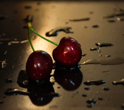 berry, cherry, water drops