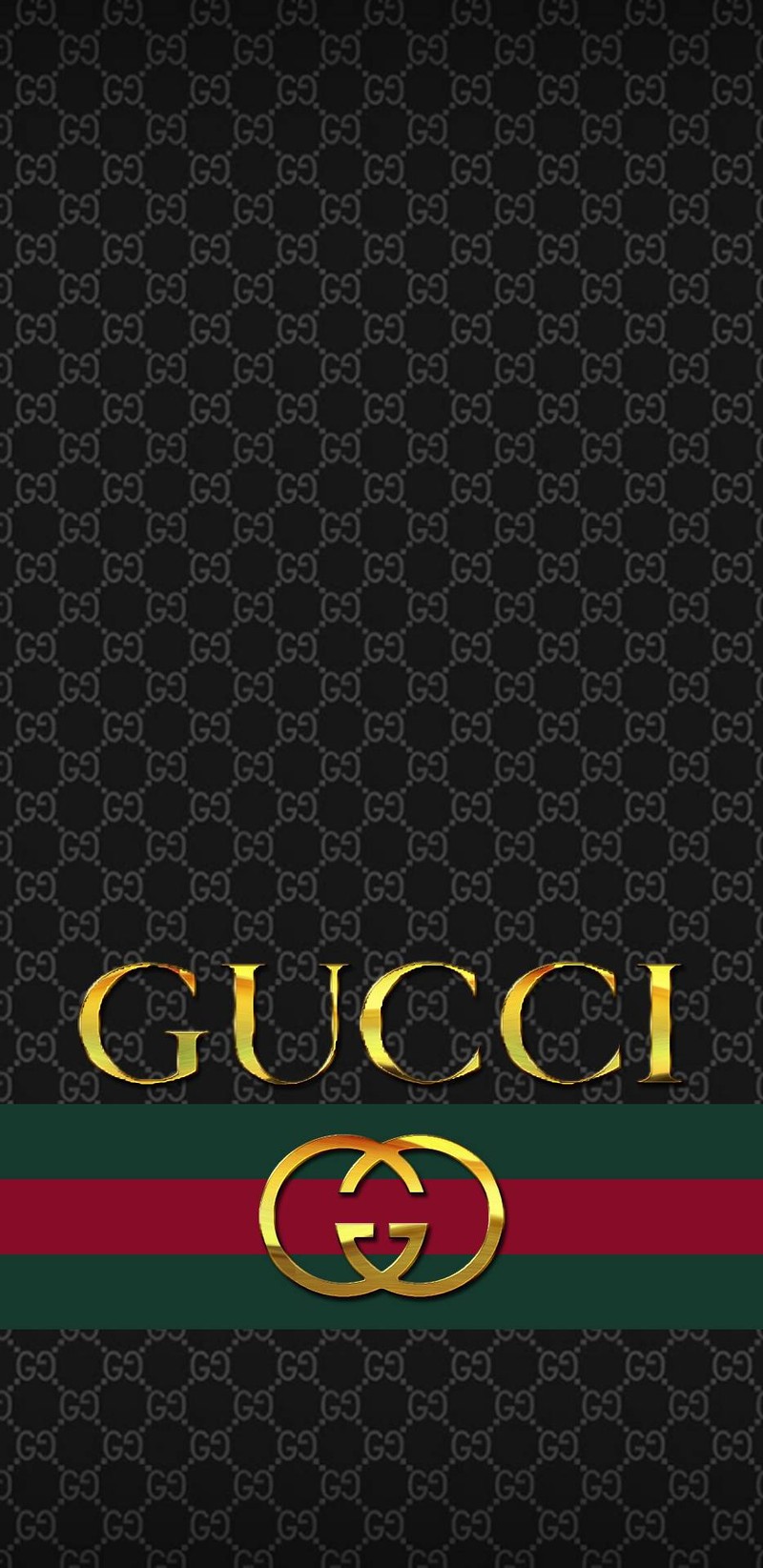 Крупный план черно-зеленых обоев с золотым логотипом gucci (логотип, темы)