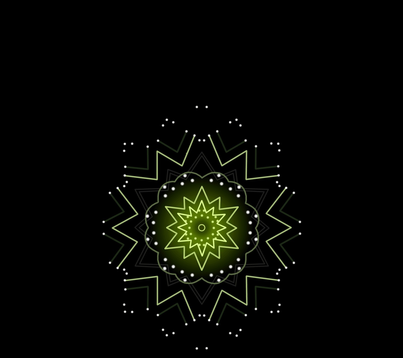 A close up of a green and black flower on a black background (animation, lg g5, qhd, star, stock wallpapers)