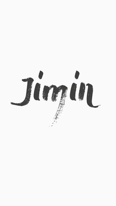 Stylized Brush Script of "Jimin" in Black on White Background