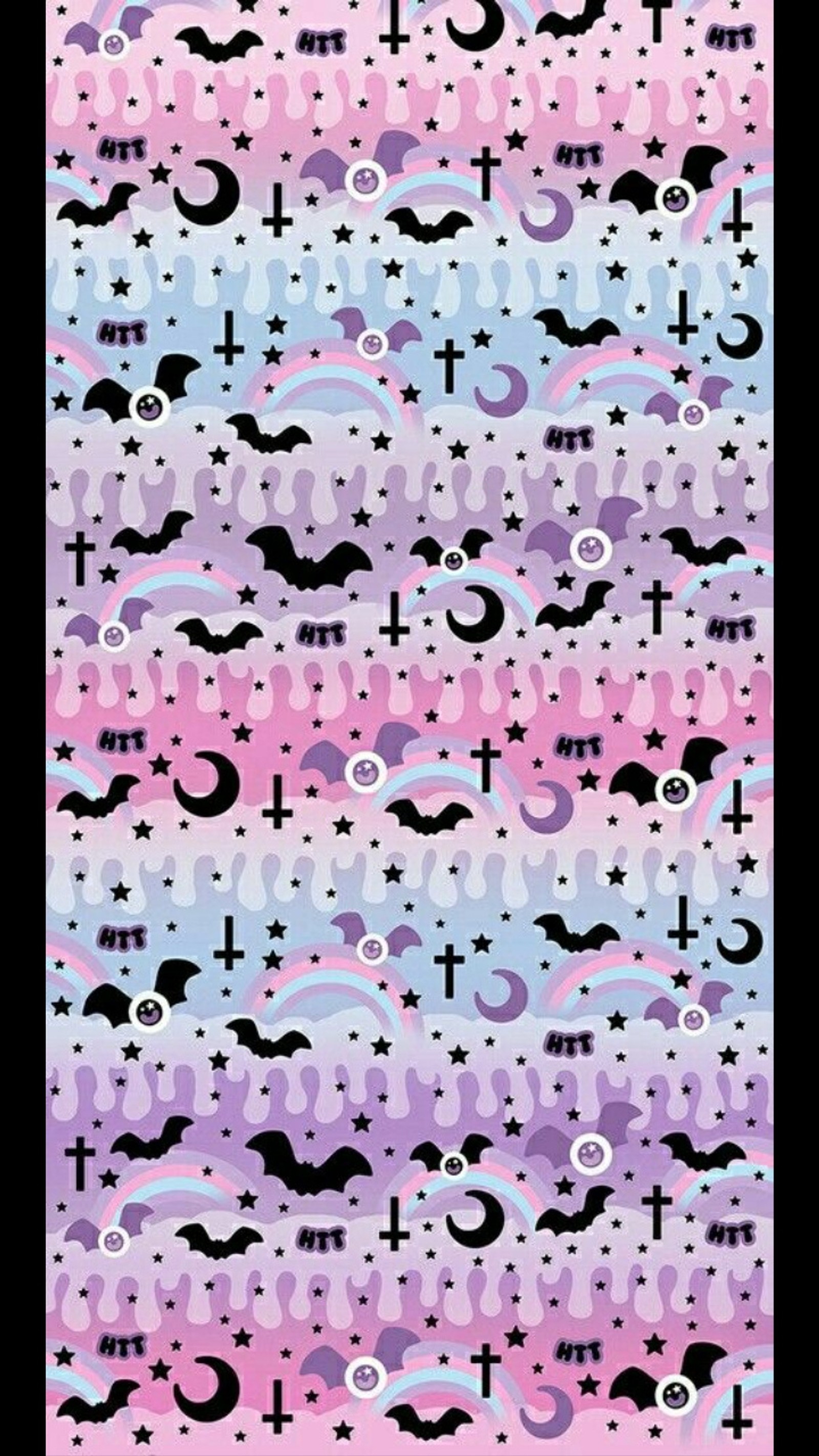 A pattern with a lot of different shapes and colors (cute, halloween, pastel, wallpaper)