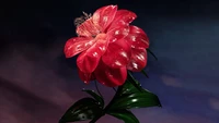 red flower, bloom, ai art, elegant, 5k wallpaper