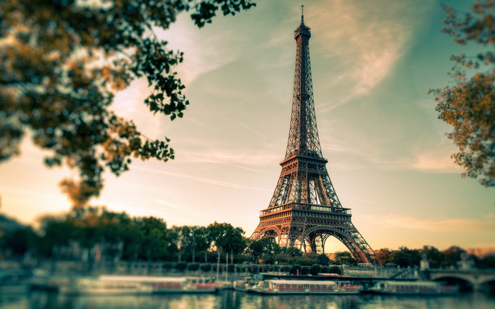 eiffel tower, tower, landmark, tree, cloud wallpaper