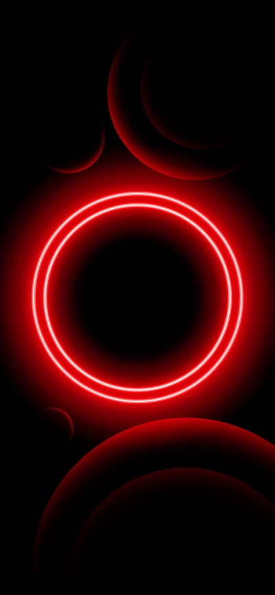 Red Neon Circle Pattern in Darkness