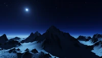 antarctica, mountain range, glacier, snow covered, night sky