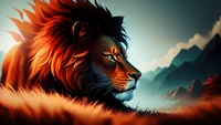 lion, animals, ai, digital art wallpaper