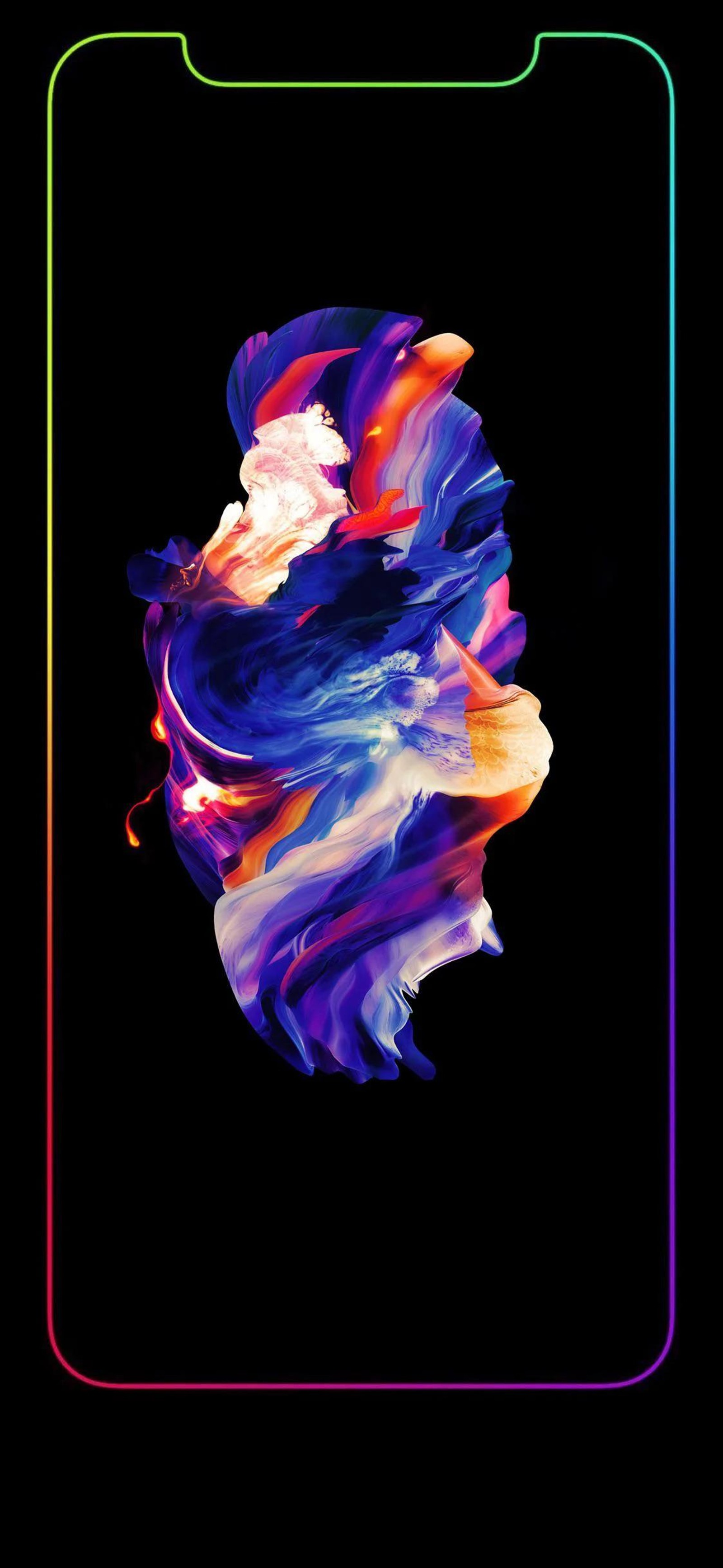 Um close de um celular com um design colorido (amoled, oneplus 6t, corpo humano, roxo, pétala)