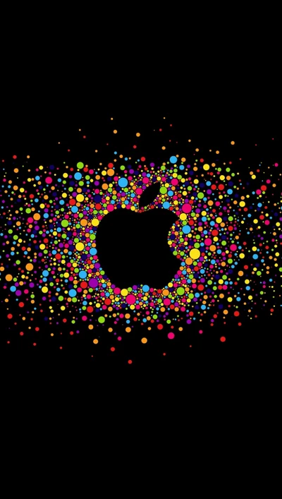 Microcosme coloré entourant le logo Apple