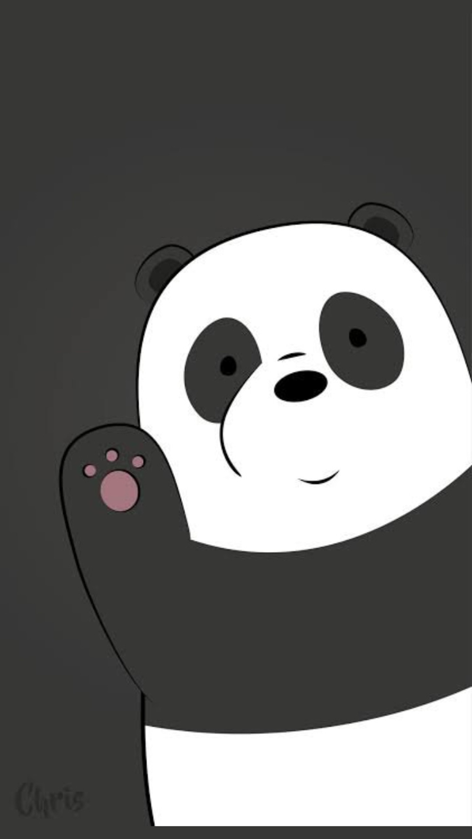 Un panda en dessin animé agitant sa patte tout en portant une écharpe (symbole, ours, rebelles, guerres, étoile)