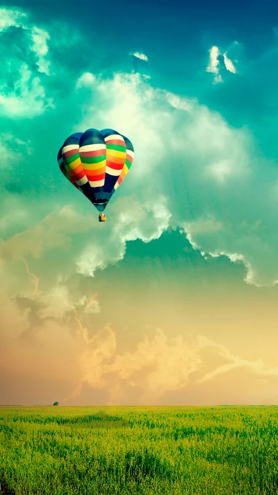 balloon in sky, colors, nature