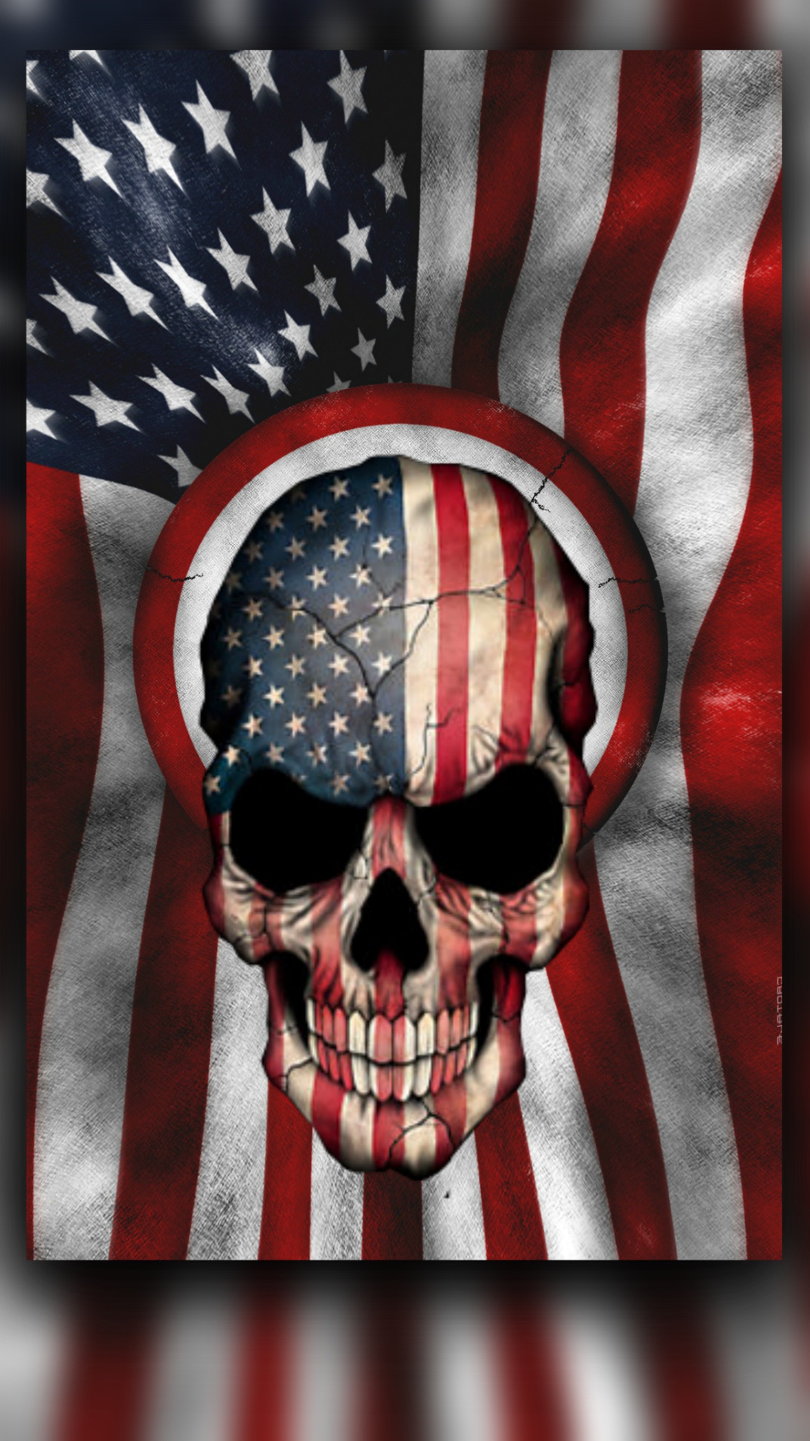 A close up of a skull with sunglasses on a flag background (flag, holiday, skull, usa)