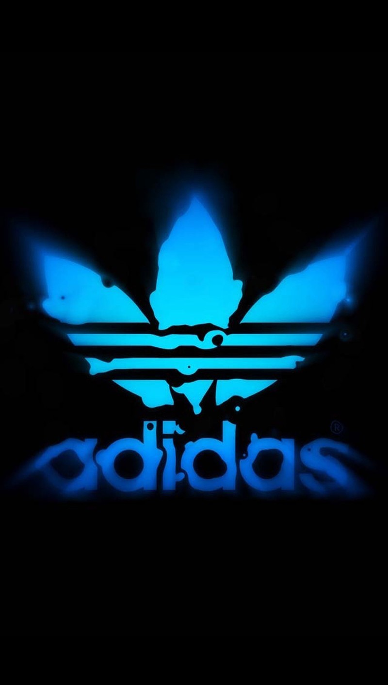 Логотип adidas на черном фоне с синим светом (egwre, nbvxvnb)