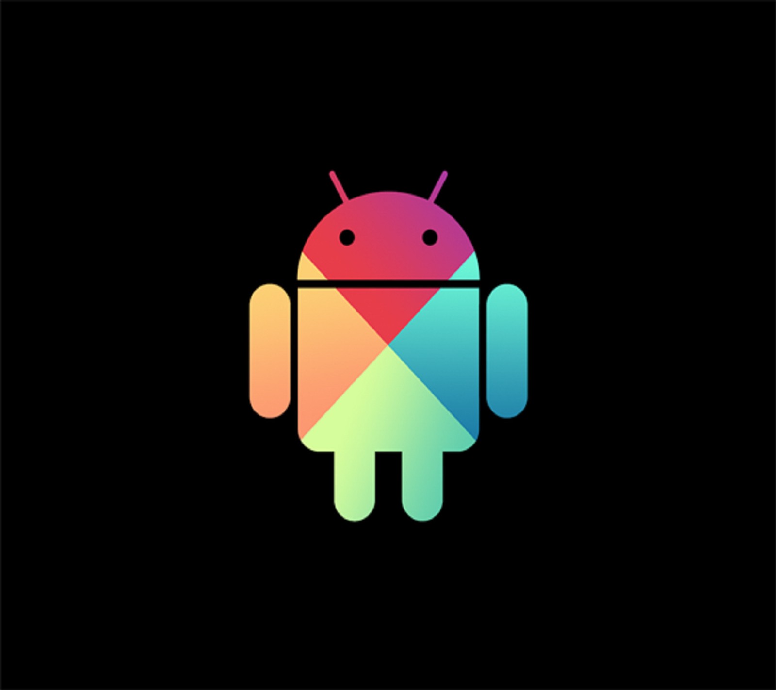 A colorful android logo on a black background (android, galaxy, google, nexus, play)