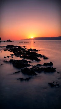 strand, golden, sonnenuntergang