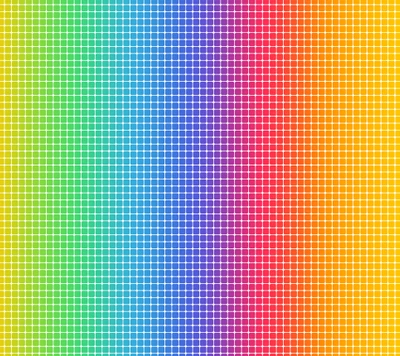 Colorful grid pattern with a gradient transition from green to blue, purple, pink, and orange.