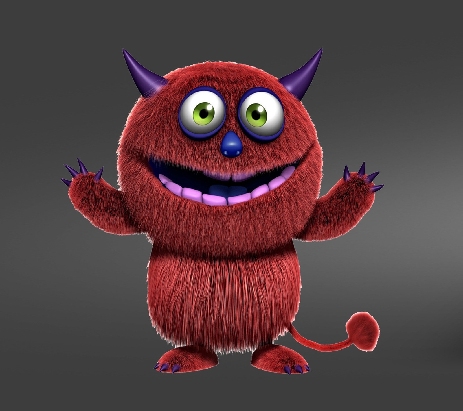 A cartoon red monster with horns and horns on his head (cartoon, character, comedy, cool, design)