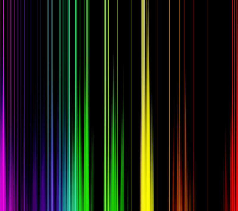 Крупный план обоев с радужными цветами на черном фоне (абстракция, чёрный, цветной, цвета, линии)