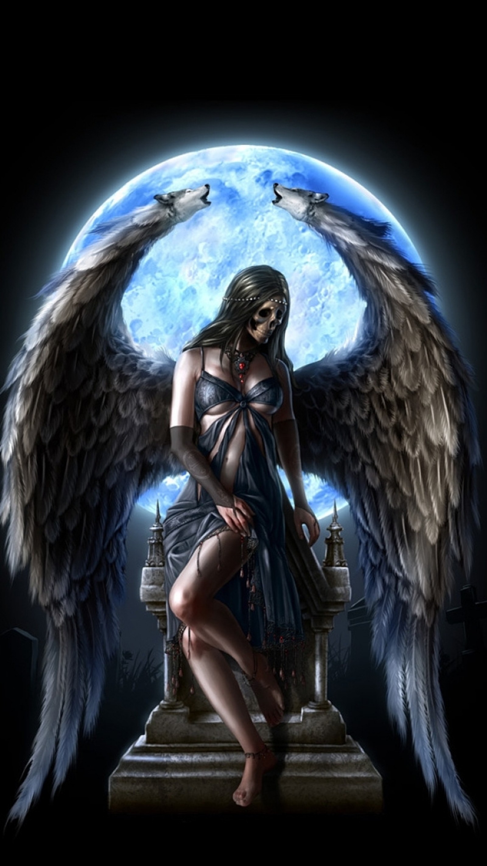 Download angel, anjo, lua, luar, wallpaper for free