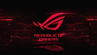 Logo de ASUS ROG: Emblema de la República de Gamers sobre un fondo futurista