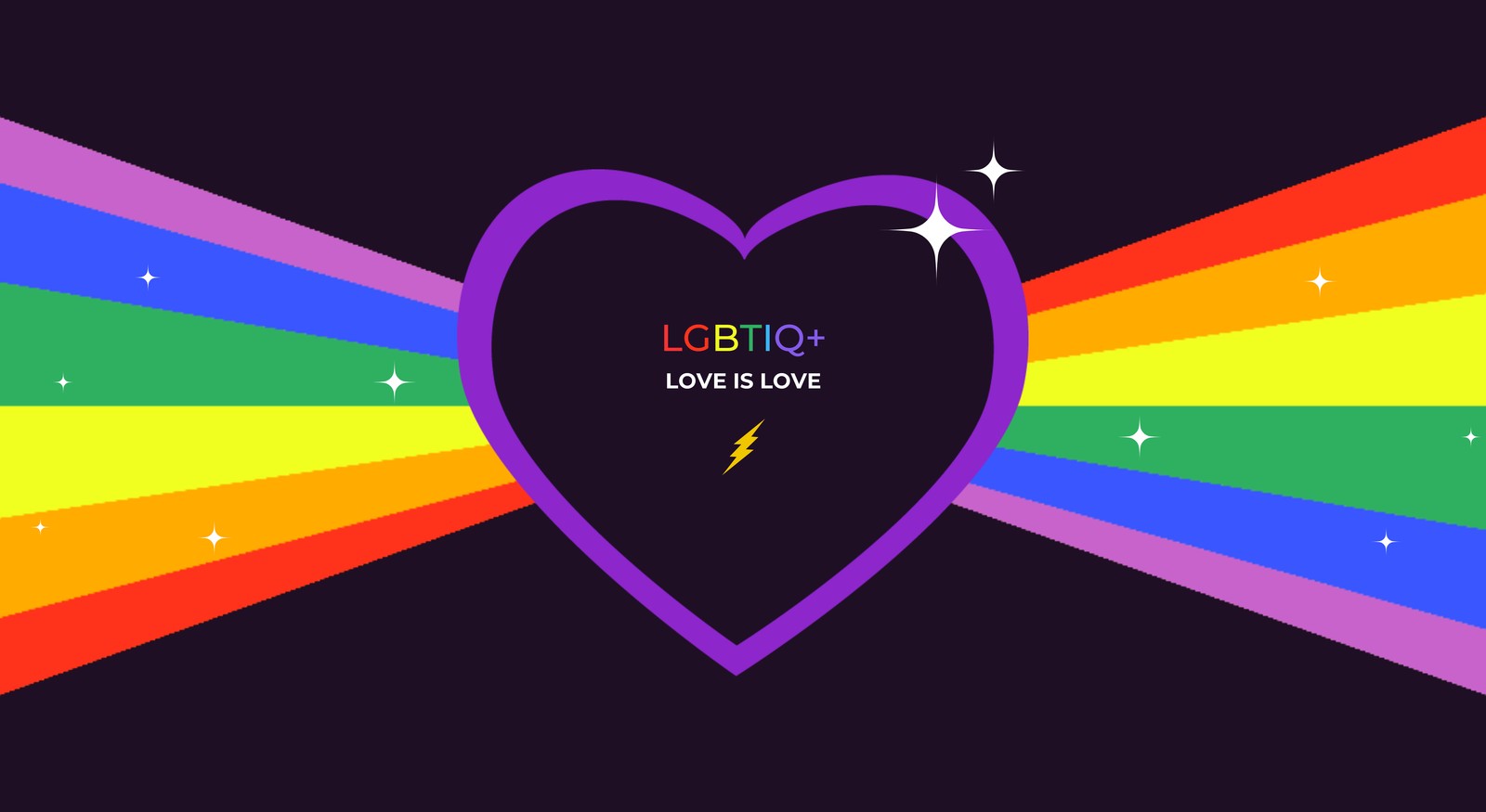 A rainbow heart with a star on top of it (love is love, lgbtq, rainbow, love heart, purple heart)