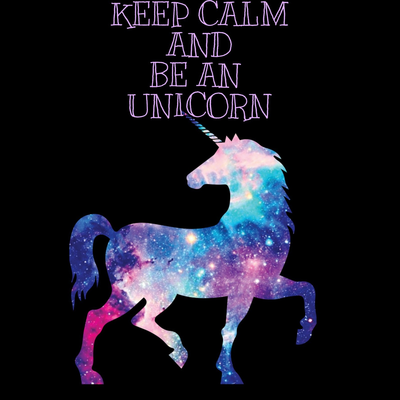 Un primer plano de un unicornio con un fondo de galaxia (cumpleaños, arcoíris, camiseta, unicornio, diseño gráfico)